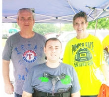 Dakota Huddleston attended the Hero Run 5K and Pumper Race fundraiser for him hosted by Cass County ESD#2 and sponsored by Richardson “No Bull” Insurance. Huddleston is pictured here with Jerry and Cheryl Richardson.