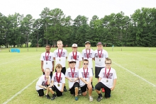 These young campers received medals for placing first in the punt, kick, pass, and 40-yard dash competition and also for outstanding lineman, wide receiver and hustle awards for their respective grade level. Pictured in no particular order are, Hugh Tyson, Cooper McClure, John Grider, Trip Baysinger, Jackson Ramsey, Brett Britton, Will Grider, Clay Fant, Brennan Gaston, Imahd Hicks and Caleb Hamilton.