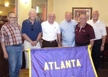 Former Atlanta Rabbit head coach James Moffatt was invited to be a guest speaker at the Atlanta Lions Club meeting this past week. Coach Moffatt retired from Texas High in 1995 and has since made the most of his retirement by competing in the Senior Olympics. Pictured from (L to R) are Gus Schumann, Coach Moffatt, Dennis Stanley, Ben Scharnberg, Sydney Harrist and Joel Steger.