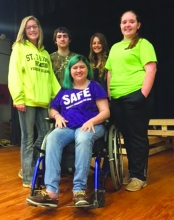  McLeod students pictured with Emily are Payton Stover, Marty Whatley, Audrey Pena and Breanna Parker.