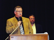 Commissioner Paul Cothren speaks at last month's voters' forum in Atlanta.